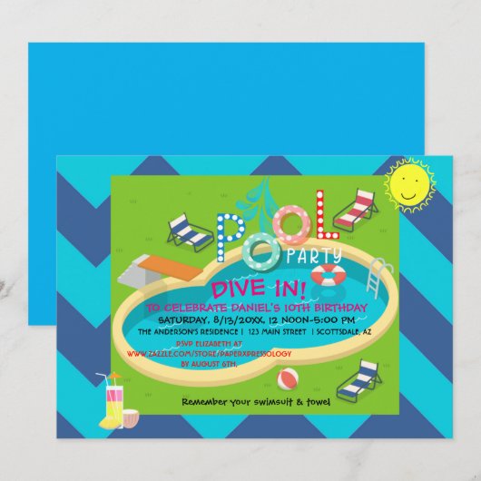 Zwembordeel Zomerpret Zowel Volwassenen als Kinder Kaart (Voorkant / Achterkant)