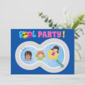 Zwembrauwpoolmeisjes Birthday Party Kaart (Staand voorkant)