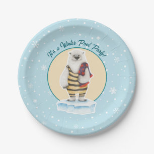 Zwembroek IJsbeer Winter Zwembad Feestje Papieren Bordje
