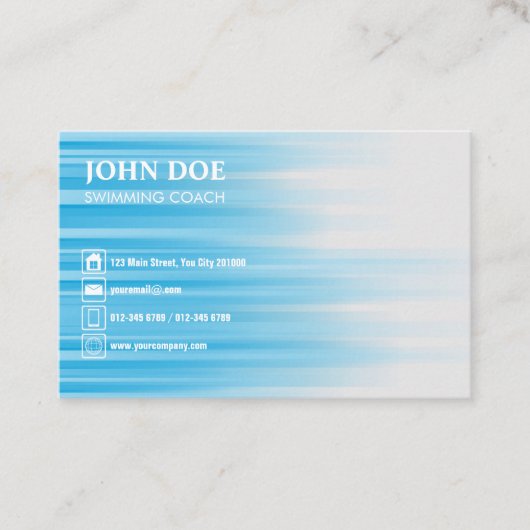 Zwembus Blauw Water Achtergrond Monogram Visitekaartje (Voorkant)