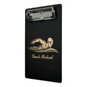 Zwembus Zwembad Gepersonaliseerde naam Goud Mini Klembord (Angled2)