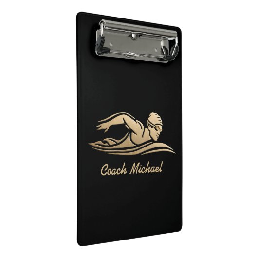 Zwembus Zwembad Gepersonaliseerde naam Goud Mini Klembord (Schuin)