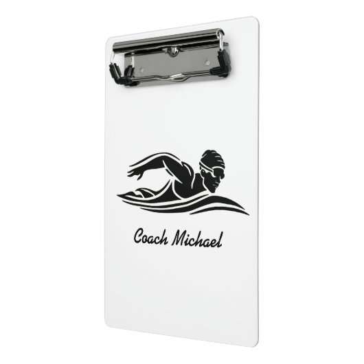 Zwembus Zwembad Gepersonaliseerde naam Zwart Mini Klembord (Angled2)