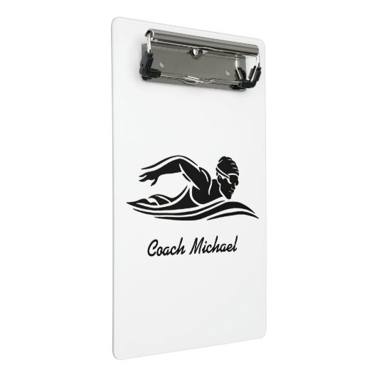 Zwembus Zwembad Gepersonaliseerde naam Zwart Mini Klembord (Schuin)