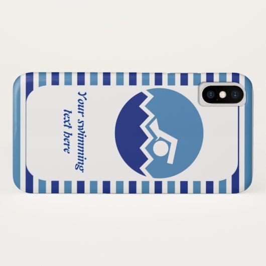 Zwemcadeaus, zwemmer icoon blauwe strepen Case-Mate iPhone case (Achterkant (horizontaal))