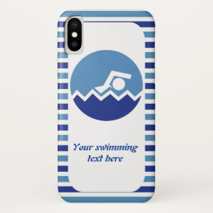 Zwemcadeaus, zwemmer icoon blauwe strepen Case-Mate iPhone case