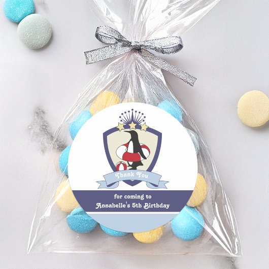 Zwemclub Crest Leuke Pinguïn Kinder Dank u Ronde Sticker