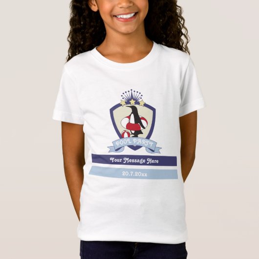 Zwemclub Crest Leuke Pinguïn Kinder Zwembad Party T-shirt (Voorkant)