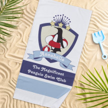 Zwemclub Crest Schattige Pinguïn Cartoon Kinderen 