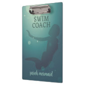 Zwemcoach Blauwgroen modern zeemeermin klembord (Links)