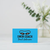 Zwemcoach goggles logo visitekaartje sjabloon (Staand voorkant)