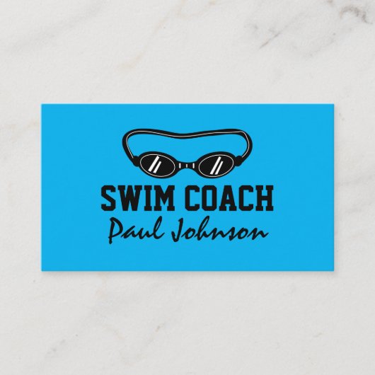Zwemcoach goggles logo visitekaartje sjabloon (Voorkant)