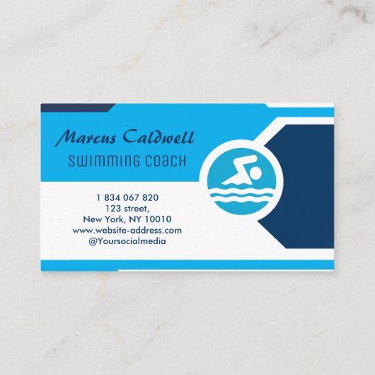Zwemcoach instructeur visitekaartje (Achterkant)