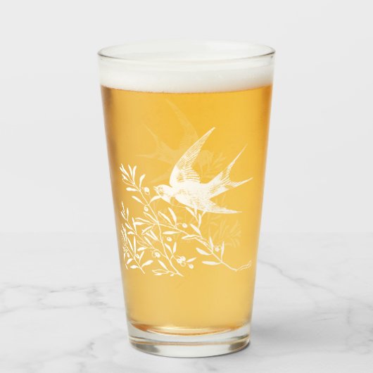 Zwemdvogel die over de olijftak vliegt glas (Voorkant gevuld)