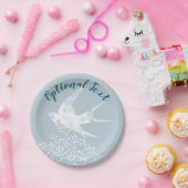 Zwemdvogel die over de olijftak vliegt papieren bordje (Feest)