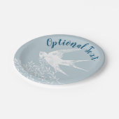 Zwemdvogel die over de olijftak vliegt papieren bordje (Gekanteld)