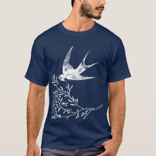 Zwemdvogel die over de olijftak vliegt t-shirt