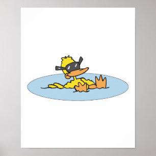 zwemeend met zonnebril poster