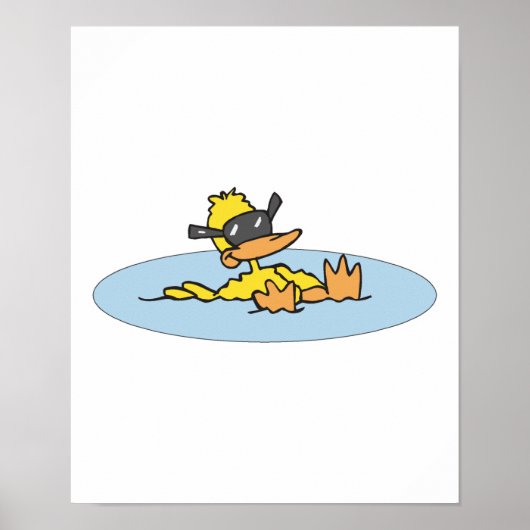 zwemeend met zonnebril poster (Voorkant)