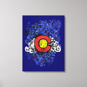 Zwemel Abstract Colorado Flag Wall Canvas Afdruk