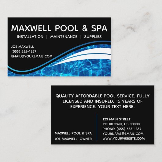 Zwemel Blauw water Aqua Ripple Visitekaartje (Voorkant / Achterkant)