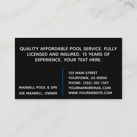 Zwemel Blauw water Aqua Ripple Visitekaartje (Achterkant)