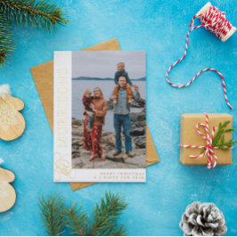 Zwemel de familienaam Merry kerstGold Folie Feestdagenkaart