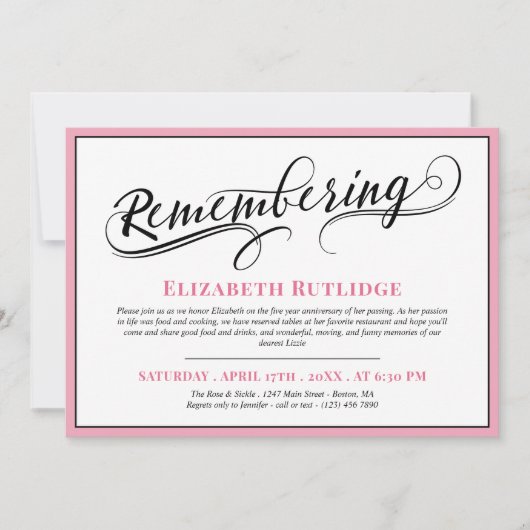 Zwemel denken aan Black Pink Death Jubileum Kaart (Voorkant)