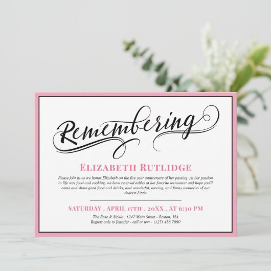 Zwemel denken aan Black Pink Death Jubileum Kaart (Staand voorkant)