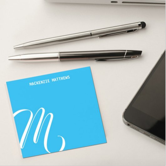 Zwemel Monogram Colorful Blue Custom Name Post-it® Notes