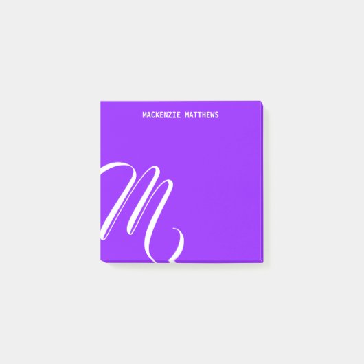 Zwemel Monogram Colorful Paarse Douane Naam Post-it® Notes (Voorkant)