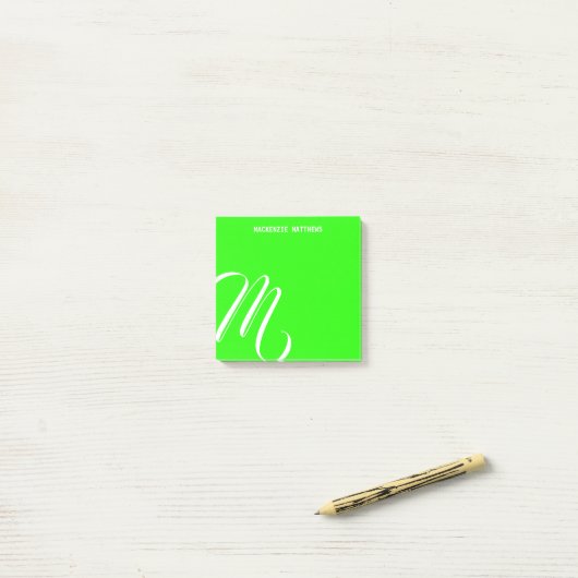 Zwemel Monogram kleurrijke groene aangepaste naam Post-it® Notes (Op bureau)