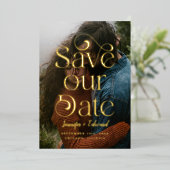 Zwemel sparen de Datum Classy Typografie Folie Uitnodiging (Staand Voorkant)