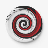 Zwemel vloeibare cirkel moderne zwarte witte kleur papieren bordje (Voorkant)