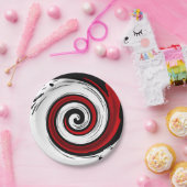 Zwemel vloeibare cirkel moderne zwarte witte kleur papieren bordje (Feest)