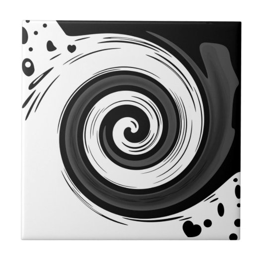 Zwemel vloeibare cirkel moderne zwarte witte kleur tegeltje (Voorkant)
