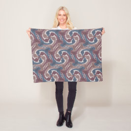 Zwemeldraden Tesselation Blue Brown Blanket 7 Fleece Deken