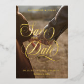 Zwemele goudkalligrafie Foto Opslaan Datum Folie Uitnodiging (Voorkant)