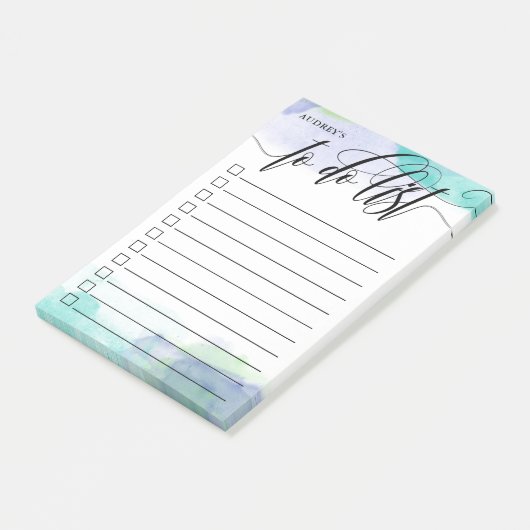 Zwemele kalligrafie - Aqua - checkbox om lijst te  Post-it® Notes (Schuin)