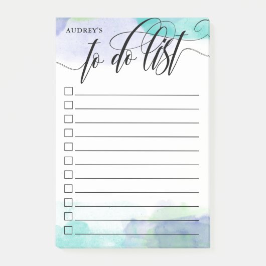 Zwemele kalligrafie - Aqua - checkbox om lijst te  Post-it® Notes (Voorkant)
