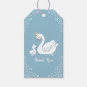 Zwemelen Baby shower Vogel met kroonthema Blauw Cadeaulabel (Voorkant)