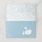 Zwemelen Baby shower Vogel met kroonthema Blauw Plaatskaartje (Buitenkant ongevouwen)