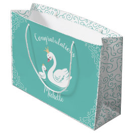 Zwemelen Baby shower Vogel met kroonthema Blauwgro Groot Cadeauzakje