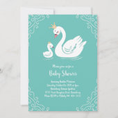Zwemelen Baby shower Vogel met kroonthema Blauwgro Kaart (Voorkant)