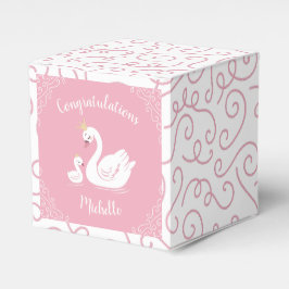 Zwemelen Baby shower Vogel met kroonthema Roze Bedankdoosjes