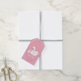 Zwemelen Baby shower Vogel met kroonthema Roze Cadeaulabel