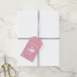 Zwemelen Baby shower Vogel met kroonthema Roze Cadeaulabel