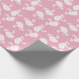 Zwemelen Baby shower Vogel met kroonthema Roze Cadeaupapier