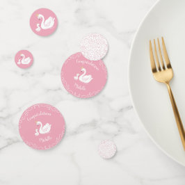 Zwemelen Baby shower Vogel met kroonthema Roze Confetti