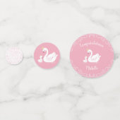 Zwemelen Baby shower Vogel met kroonthema Roze Confetti (Voorkanten)